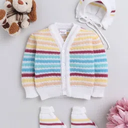 Little Angels Girls Pack Of 3 Striped Baby Apparel Gift Set-29