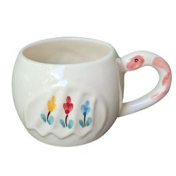 Clay Karma White Floral Printed Ceramic Glossy Cup-47