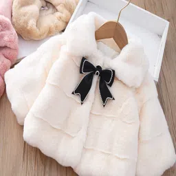 Xsole Kids Single-Breasted Winter Overcoat With Bow Tie-image-74