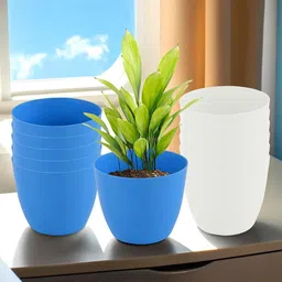 Kuber Industries Blue & White 12 Pieces Lightweight Planters-32