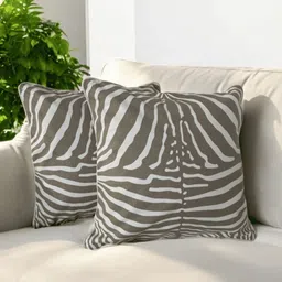 LUSHLYF Grey & White Set of 2 Quirky Square Cushion Covers-25