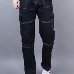 Moda Rapido Men Classic Straight Fit Mid-Rise Stretchable Cargos Jeans-picture-29