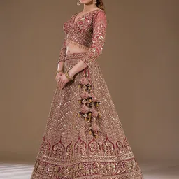 Koskii Embellished Sequinned Net Ready to Wear Lehenga & Blouse With Dupatta image 3