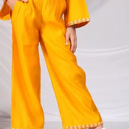 BAESD Girls Embroidered Regular Sequinned Kurti with Palazzos & With Dupatta image 3