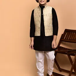 PRINTINDIA Boys Band Collar Straight Kurta with Trouser & Nehru Jacket-image-105