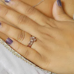Kord Store Set Of 2 Rose Gold-Plated Stone-Studded Adjustable Finger Ring-picture-45