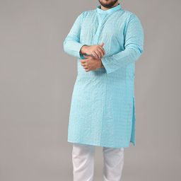 SOJANYA PLUS Men Embroidered Regular Pure Cotton Kurta with Pyjamas-picture-52
