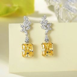 Designs & You Silver-Plated American Diamond Studded Square Shaped Drop Earrings-picture-15