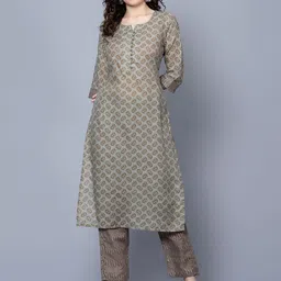 SANTOPERA DESIGNER Women Floral Printed Regular Kurta with Trousers-11