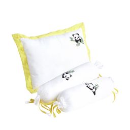 The White Cradle Set Of 3 White & Yellow Printed Organic Cotton Sleep Pillows-17