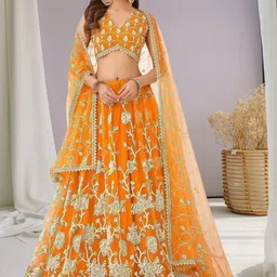F Plus Fashion Net Semi-Stitched Lehenga Choli-image-96