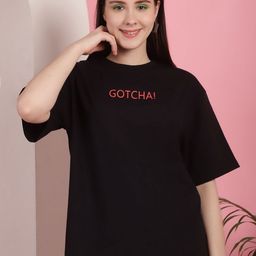 Tromko Women Typography Printed Round Neck Cotton Oversized T-shirt-picture-44