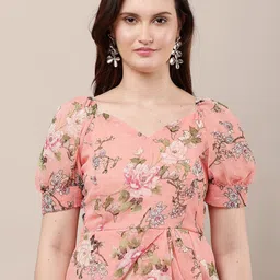 Moda Rapido Floral Print Cuffed Sleeve Cotton Top-picture-32