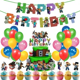 Pixel Style Gamer Birthday for Game Fans,Minecraft Theme Birthday Decorations-image-78