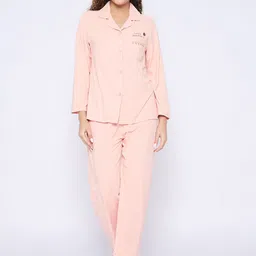 Camey Women Shirt Collar Night suit-image-98