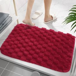 FAVRIA Maroon Cushioned 1000 GSM Anti Slip Water Absorbent Bath Rug-image-93