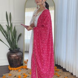 BAESD Women Ethnic Motifs Embroidered Regular Sequinned Kurta with Trousers & With Dupatta image 5