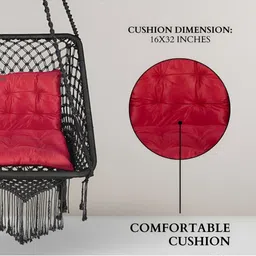 Swingzy Black & Red Rectangle Shaped Hammock Swing With Cushion image 4
