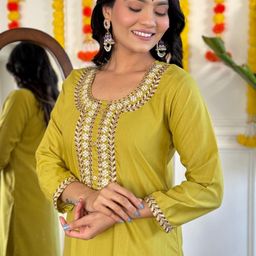 KALINI Women Embroidered Straight Kurta Set-image-33