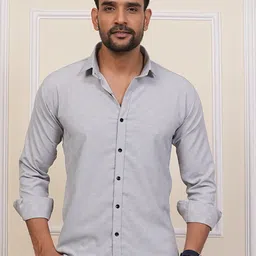 BADLAND Men Classic Regular Fit Textured Spread Collar Casual Shirt-image-35