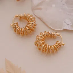 SWASHAA Fedella 18K Gold Plated Contemporary Hoop Earrings-29