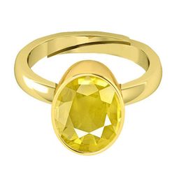 VISHVMA Gold-Plated 9 Ratti To 9.50 Ratti Sapphire Pukhraj Gemstone-Studded Finger Ring-picture-4