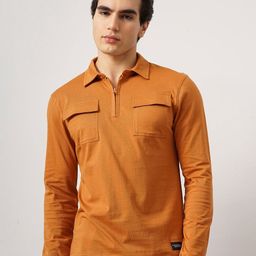 Genoa Men Polo Collar Pure Cotton Pockets Slim Fit T-shirt-image-71