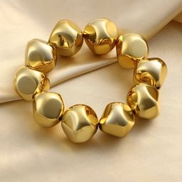 SOHI Gold-Plated The Dented Beaded Wraparound Bracelet-0