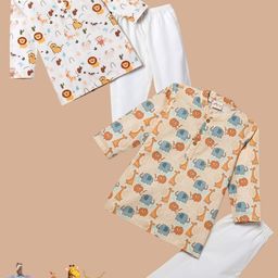 Desi Soota Boys Animal Printed Regular Pure Cotton Kurta with Trousers-picture-35