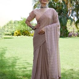 K 5 Fashion Striped Beads and Stones Pure Chiffon Ready to Wear Saree-image-76