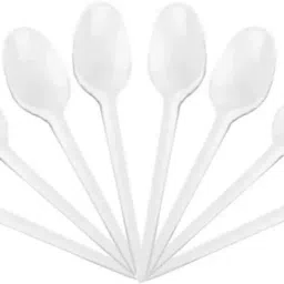 Milky White Small Spoon Disposable Polypropylene Dessert Spoon Set-image-1