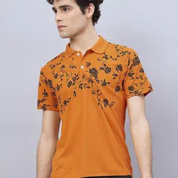 RELANE Men Floral Printed Polo Collar Cotton T-shirt-picture-18