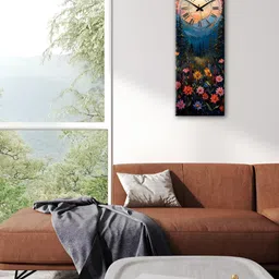 OLIVE TREE Blue & Orange Colored Printed Wooden Contemporary Rectangle Shaped Wall Clock-image-57
