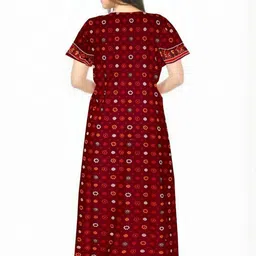 AAKARSHANA CREATION Maroon Pure Cotton Maxi Printed Nightdress-picture-31
