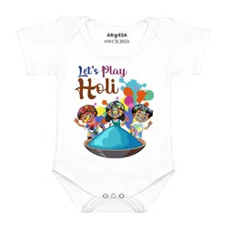 Arvesa Infants Let's Play Holi Printed Envelope Neck Bodysuit-picture-58