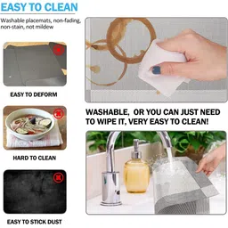 Baskety 6Pc Grey & Black Washable Table Placemats image 5