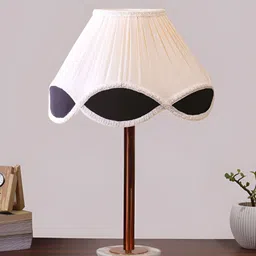 Aura White & Black Textured Metal Frustum Shaped Table Lamp-image-92