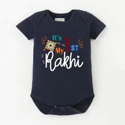 BLUSHES Kids Raksha Bandhan Theme Printed Pure Cotton Bodysuit-image-99