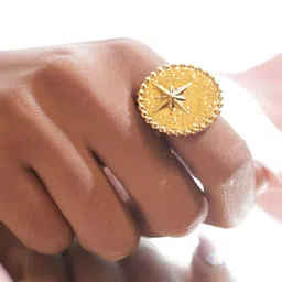rubans voguish Rubans 18K Gold-Plated Stainless Steel Tarnish-Free Waterproof Adjustable Statement Ring-picture-19