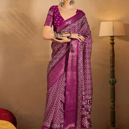 Anouk Rustic Zari Silk Blend Sungudi Saree-picture-19