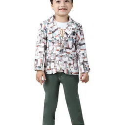 BAESD Boys Printed Notched Lapel Collar Blazer with Trouser & T-Shirt 3-Piece Suit-picture-3
