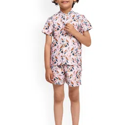 Funny Bones Clothings Boys Birds Printed Shirt With Shorts-image-32