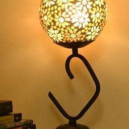 SOMIL Yellow Printed Glass Cylindrical Shaped Table Lamp-image-30