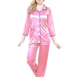 TIGYWIGY Three-Quarter Sleeves Satin Shirt With Pyjama-image-81