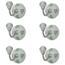 IndianShelf 6 Pcs Ceramic Heart Wall Hangers Hooks-image-65