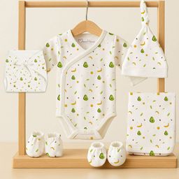 Moms Home Infants 6-Pcs Avocado Printed Organic Cotton Baby Shower Gift Hamper-28