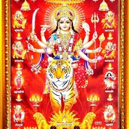 SUNINOW Gold-Toned & Red Durga Maa Religious Wooden Photo Frames-image-50