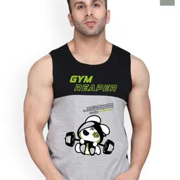 SLOWLORIS Men Pack Of 2 Printed Sleeveless Combed Cotton Gym Vest-picture-31
