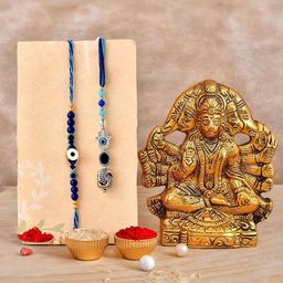 CraftVatika 5-Pcs Rakhi With Showpiece &Tilak With GreetingCard-image-3