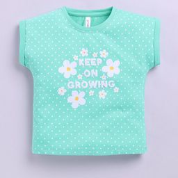 giniekids Girls Polka Dot Print Round Neck Cap Sleeves Cotton Top-32